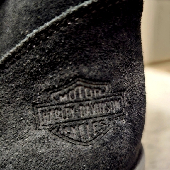 Harley-Davidson suede biker moto boho black block heel tall boots size 10 - Picture 13 of 14